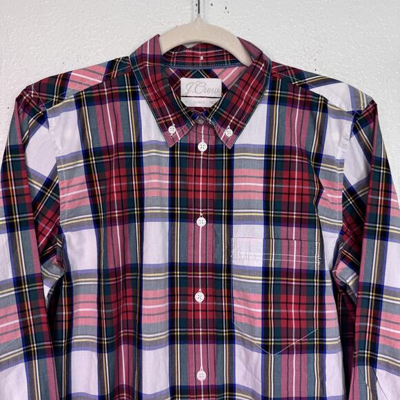 J Crew Top Womens 6 Tartan Plaid Classic Poplin Shirt Button Up Holiday Preppy - Picture 4 of 11